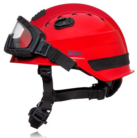 Dräger HPS 3500 Set Premium Casque de sécurité réglable avec Lunettes de Protection Rouge pour Les Chantiers, Les Mines, Les Pompiers et Les interventions d'urgence
