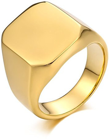 Beydodo Edelstahl Ring für Männer Gothic, Gold Herren Ring Personalisiert Poliert Ring Breit Siegelring Gr.62 (19.7)