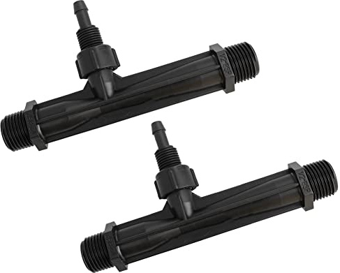YXQ Venturi de riego de 1/2 pulgada, mezclador de fertilizantes, tubo de inyectores, herramienta agrícola, plástico, negro, para jardín, granja, césped, 2 unidades