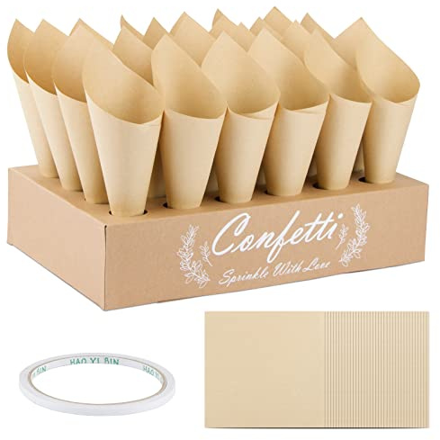 30 Stk Hochzeit Konfetti Kegel Konfetti-Kegelhalter Vintage Kraftpapier Kegel für Konfetti Blütenblätter Hochzeit Party Dekoration