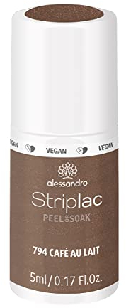 alessandro Striplac Peel or Soak Café Parisienne - CAFÉ AU LAIT -VEGAN- LED-Nagellack in kaffee braun - Für perfekte Nägel in 15 Minuten, 5ml