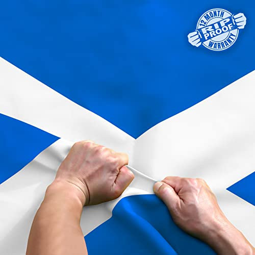 Anley Rip-Proof Technology Double Sided 3-Ply Scotland Flag 3x5 Foot - Vivid Color, Canvas Header and Wrinkle Resistant - The Strongest, Longest Lasting Scottish National Flags 3 X 5 Ft