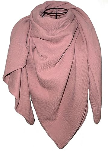 Musselin Tuch Damen XXL, UNI altrosa (95cm x 95cm)