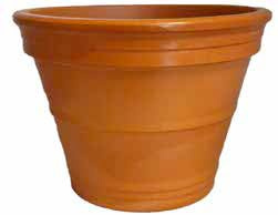 Pot en terre cuite diamètre 35 cm, hauteur 21 cm, fleur en pot fabriqué en Italie