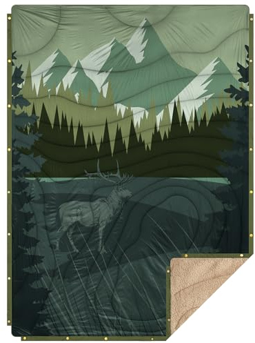 KawaGebo Kamp Campingdecke Ultraleicht Warm I Outdoor Reisedecke verstaubar I Camping Decke wasserabweisend für Wandern, Reisen, Hängematte,Van, Flugzeug DeckeI Thermal Sherpa & Ripstop,200x145cm