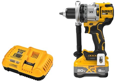 DEWALT 20V MAX XR 1/2 Inch Cordless Hammer Drill Kit with 8AH Battery and Charger (DCD1007WW1)