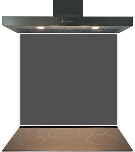 Dark Grey Glass Kitchen Splashback Panel 60x60cm – 6mm Toughened Heat-Resistant Glass, Easy-Clean Hob Splashback & Cooker Wall Protector with Polished Edges