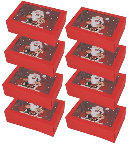 HSTWODE 8pcs geschenkkarton，geschenk box groß，verpackungen，durchsichtige geschenkbox，Wird für Geschenke, Partys, Weihnachten verwendet. (Die Weihnachtsfamilie)