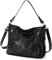 Kasgo Sac à Main Femme, Grand Multi-poches Sac Fourre Tout Femme en Cuir PU Élégant Pratique Sac Portés Épaule Main Sac Cabas Dame avec Longue Bandoulière Amovible pour Travail Voyage Noir