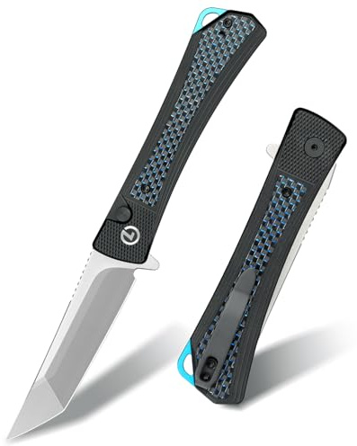 LOTHAR REVEALER Taschenmesser, 8.8 CM Scharfe 14C28N Stahl Klappmesser | EDC Messer mit Aluminium Griff, Button Lock Einhandmesser mit Clip,Tanto