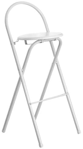 Sgabello da Bar Alto Pieghevole con Schienale, Sgabello Rotondo Alto Portatile Sedia Sgabello Pieghevole da banco, Sgabello per Adulti da Cucina(White,60cm/24in)