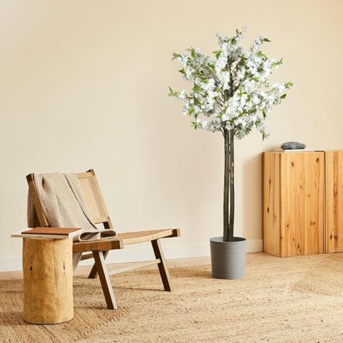 BLAINE | Weißer Mandelbaum 100cm | Dekorative Künstliche Pflanzen | Große Künstliche Pflanze | Künstliche Pflanzen für Innen- und Außenbereich | Realistische Künstliche Dekopflanze für Zuhause