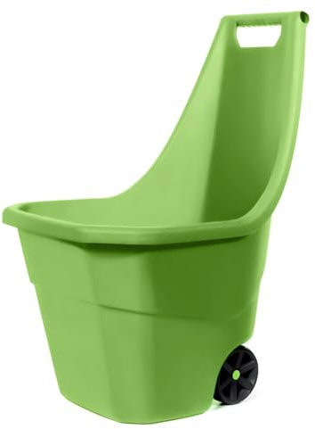 Brouette de jardin Load&Go | Capacité 55 litres | 50 x 61 x 84 cm | en plastique | Vert | Deux roues renforcées en caoutchouc | pour le transport des matériaux et des travaux d'entretien | Structure