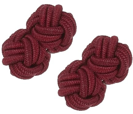 PATIKIL Gemelos De Nudo De Seda, Gemelos De Camisa De Tela Elástica, Accesorios De Vestir De Nudo Retorcido Para Hombres, Mujeres, Negocios, Regalo, Boda, Rojo Vino