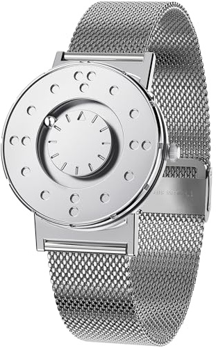 EUTOUR Men's Magnetic Blind Watch Ball Bearing Silent Touch Water Resistant Minimalist Fashion Without Glass Quartz Watch 40 mm Milanese Mesh Stainless Steel Strap