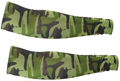 QUARKZMAN 1 Coppia di Manicotti, Manicotti Protettivi UV, Manicotti Raffreddanti Antiscivolo per Ciclismo Basket Golf Attività all'Aperto Uomo Donna, Verde Camouflage