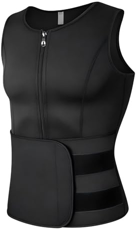 Lengender - Gilet da Sauna Uomo in Neoprene per Dimagrimento, Cintura da Sudazione Fitness Sportiva, Canottiera, Nero , S