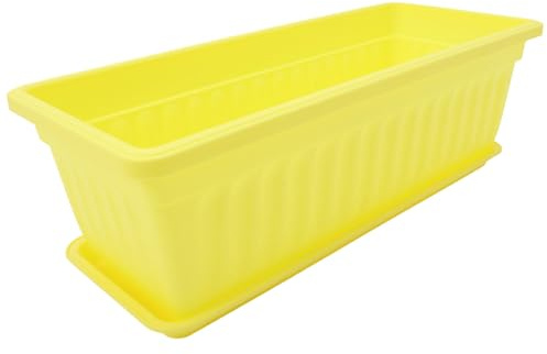 Abaodam Fioriere Rettangolari con Vassoio Set da 2 in Gialla Pratiche e Resistenti per Orto e Piante da Balcone per Decorazione Casa e Patio