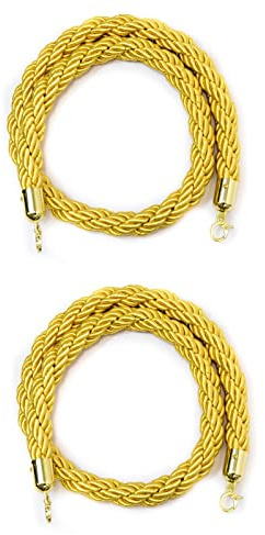 KRXSOBNV, Crochets de Corde de barrière, Corde de Chanvre tressée de File d'attente de Poteau VIP de 2 pièces for Salle de cinéma/Restaurant,Cordes de Garde-Corps(Gold,3M/9.8Ft)