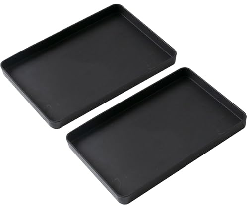 2er Pack Große Abtropfschale, Auffangwanne Flach, Wiederverwendbare Kunststoffschalen, Besteck- Und Wasserschale(Black,36x24cm/14x9in)