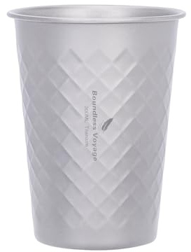 iBasingo Tasse en titane empilable, 300 ml, légère, réutilisable, pour bière et café, pour camping, randonnée, trekking, usage domestique, passe au lave-vaisselle (sablage Ti3047D)