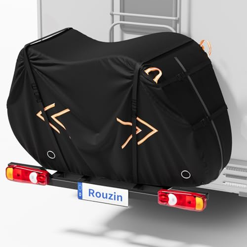 Protective Cover Bicycle Carrier Motorhome - Bicycle Cover for Rear Carrier, 420D Waterproof Bicycle Cover Motorhome for 1 2 Bikes/e-Bikes, 210 x 120 x 120 cm, Suitable for Tow Bar Carrier