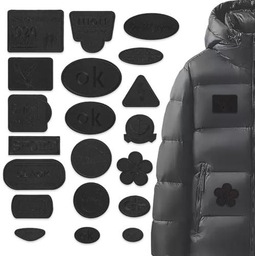 Parches Bordados para Ropa ONGNIUU 20 Unidades - Parche Plumifero Negro Parches de Planchado para Personalizar y Reparar Jeans, Chaquetas, Mochilas - Decoración DIY