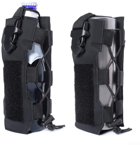 Yhenlovtt Hiking Molle 500–800 ml Flaschentasche für den Außenbereich, zum Aufhängen von Wasser, für Camping, Nylon, mit Schnalle, kompatibel mit Flaschen, Schwarz