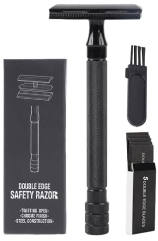 Sewroro Maquinilla de Afeitar Mango Antideslizante y Caja de Almacenamiento de Doble Filo Ligera y Resistente para Barba Clásica para Uso en Casa y Viajes