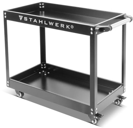 STAHLWERK Werkzeugwagen ST-575 Werkstattwagen mit 2 Ladeflächen | Etagenwagen, Rollwagen, Transportwagen, Montagewagen und Plattformwagen