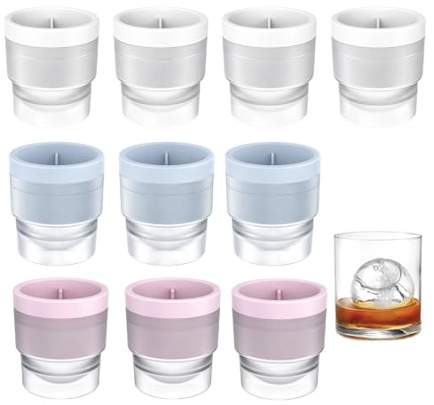 10Pcs Round Ice Cube Moulds, Sphere Ice Cube Mould for Whisky Juice or Cocktails, Easy-Release, Suitable for Coffee Home Bars and Parties