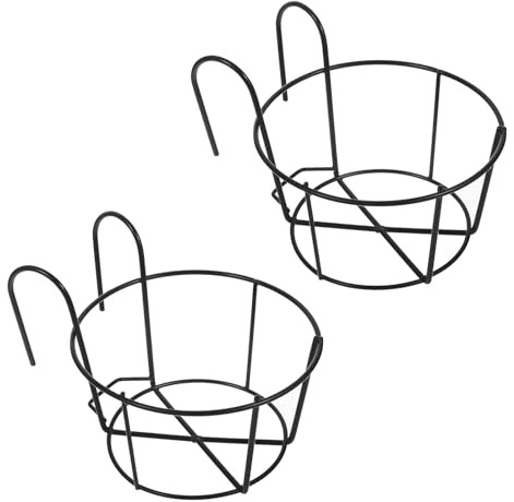 CANIGHT Staffa Portafiori da Esterno in Ferro Nero 2 Pezzi per Balcone e Davanzale, Supporto Sospeso per Fioriere, Sollevamento Facile per Annaffiatura e Esposizione Stabile