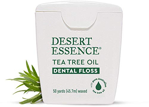 Desert Essence, Tea Tree Dental Floss 50 yd - Gluten Free - Cruelty Free - Naturally Waxed with Bees Wax - No Shred Floss - Tea Tree Oil - Removes Plaque and Build Up, pack of 6