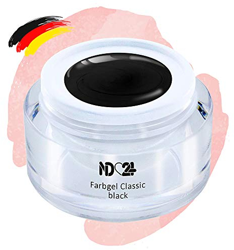 ND24 NailDesign® UV Farbgel für Gelnägel in Studio-Qualität – Nagelgel mit exzellenter Deckkraft & intensiven Gelfarben – Gelnägel Farben für UV & LED Lampen – Classic Black 5ml