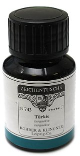Rohrer + Klingner Zeichentusche - 743 Türkis, 50 ml