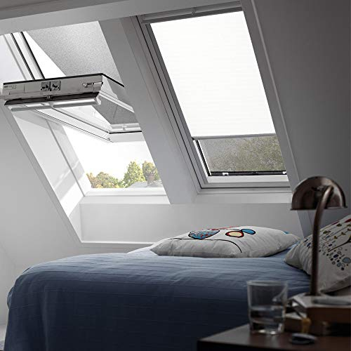 Original Velux Verdunkelungsrollo Rollo für VL, VU, VKU / Y85 / Stofffarbe Standard 1025 / Uni Weiß, Schienenfarbe silber // DKL Y85 1025S