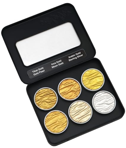 Coliro Finetec C600 Artist Mica Watercolor Pearl and Shimmer-Pearl Paint - Set of 6