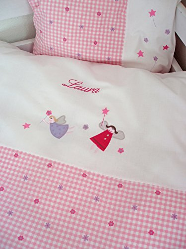 BABYBETTWÄSCHE MIT NAMEN, FEENMOTIV, 80/80 CM