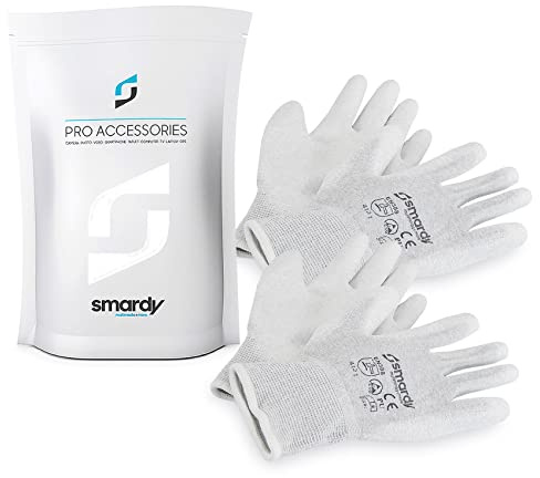 SMARDY 2 Paar ESD Handschuhe Antistatisch Größe M (8) – Touchscreen-fähige Elektronik Schutzhandschuhe für PC, Smartphone, Kamera, Objektive & empfindliche Elektronik