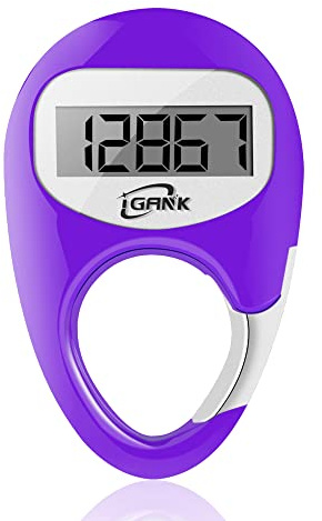 iGANK Simple Walking Pedometer 3D Step Counter for Men Women Kids (Purple)