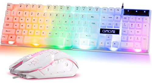 CHONCHOW RGB Gaming Keyboard and Mouse Combo,USB Wired Light Up Keyboard, Rainbow LED Lit Backlight Keyboard Mouse Set for Computer Windows PC PS4 Xbox Laptop iMac Resberry Pi