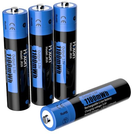 rechargeable batteries aaa,Hixon 1100mWh aaa batteries,Constant 1.5V AAA Battery Rechargeable,1500 Cycles,4Counts Triple AAA Batteries with Storage Case
