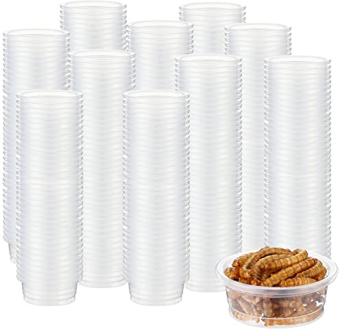 EBOOT 500 Pcs Plastic Feeder Cups - Reptile Water & Food Bowls for Gecko, Lizards, Tarantula & Other Small Pets (0.5oz)