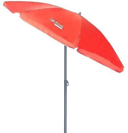 Aktive 62243 - Coral Klapp-Strandschirm Ø180, mit Silberbeschichtung und UV 50 Schutz, Strandwindschutz, Sonnenschirm, Strandschirm, Strandschirme