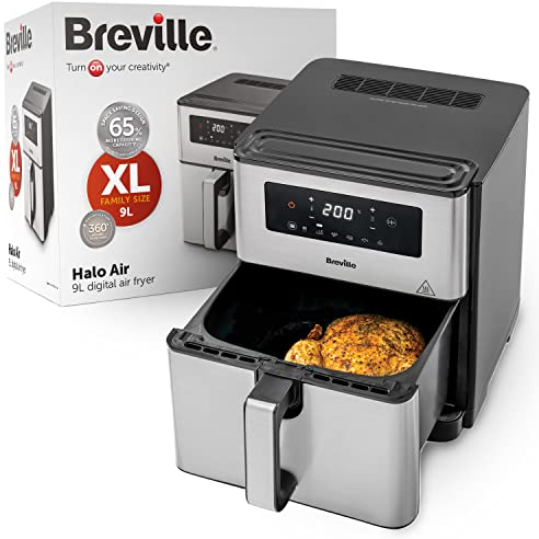 Breville Freidora de aire | Freidora de aire gran capacidad diseño compacto, digital de 9L | 1700W de potencia para unos resultados rápidos | 50% más de eficiencia energética | [VDF131X] | Enchufe UE
