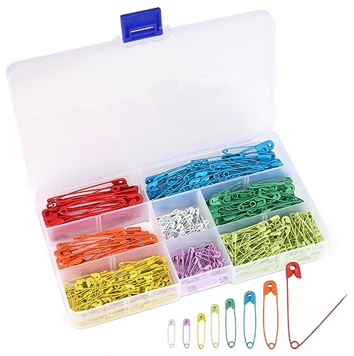 460 Stück Sicherheitsnadeln, Packung mit 7 Größen 19mm - 54mm Rostbeständig Sicherheitsnadeln, Groß Bunt Haltbar Sicherheitsnadel für DIY Kleidung Kunsthandwerk Nähen