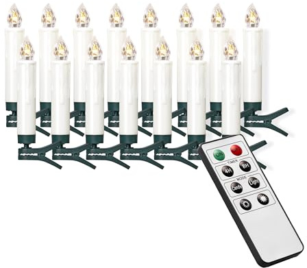IC Winterworld 15 kabellose LED Christbaumkerzen mit Fernbedienung | Komplett-Set | flammenlose Kerzen mit Tropfen | perfekte Alternative zur Lichterkette (weiß)