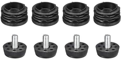 QUARKZMAN 4pz Inserti per Tubi 32mm/1,26 di Diametro Esterno Tubi Rotondi | Filettatura M8, con Piedini di Livellamento, Tappi Inserti Terminali, in Plastica Nera, per Sedie Mobili, Tondi