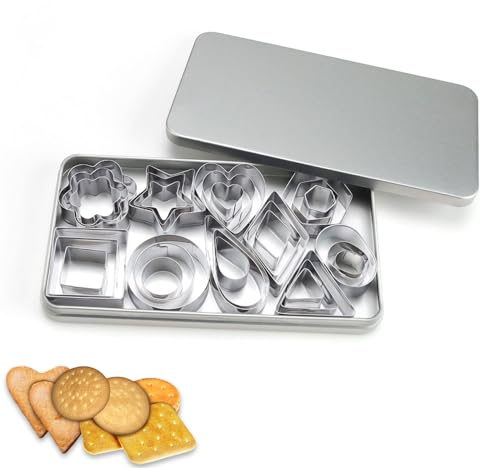 SRJQXH Plätzchenausstecher Set, 30 Stück Klein Keksausstecher, Ausstechformen Edelstahl, DIY Ausstecher, Weihnachten für Tortendekorationen, Zuckerkuchen und Kekse