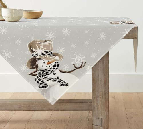 Artoid Mode Pupazzo di neve fiocchi di neve Natale tovaglia stagionale biancheria da tavola invernale cucina tavolo decorazione per interni vacanza festa decorazione 120 x 120 cm